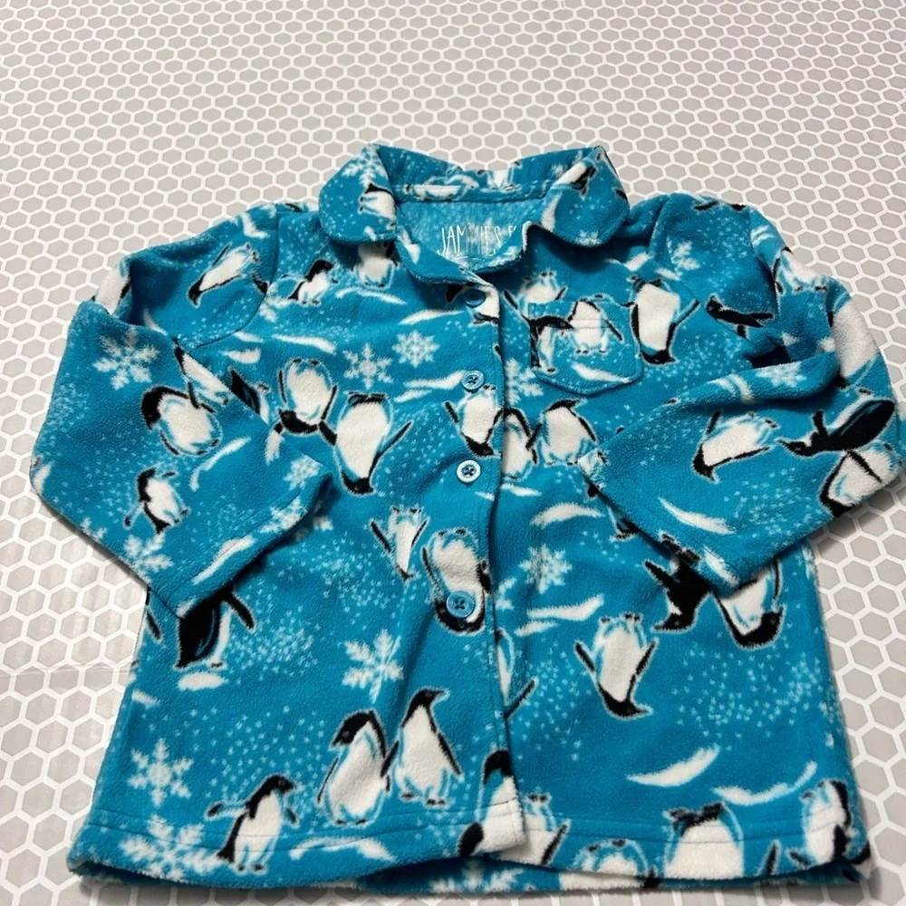 Jammies for your Families Adorable Penguin Print Kids Pajama Set - Blue